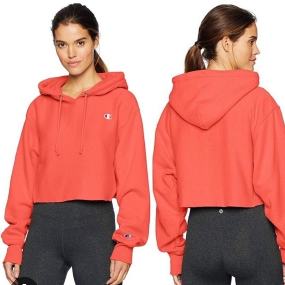 Champion Reverse Weave Orange Crop Hoodie Size M - Picture 1 of 8